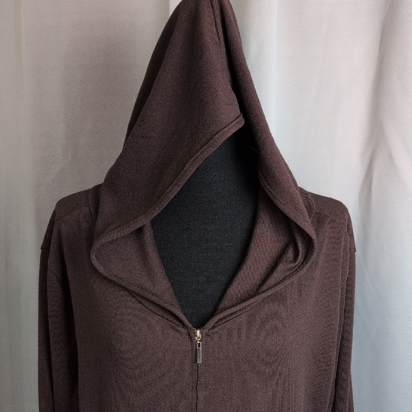 Chocolate Brown Casual Cape with Zipper - Picture 5 of 10